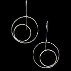 Large 2 Ring stationary earrings OrbE-01