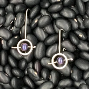 Small pearl earring with cross bar on long wire
