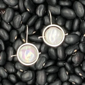 Silver and coin pearl earring