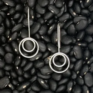 2 ring stationary centered earrings